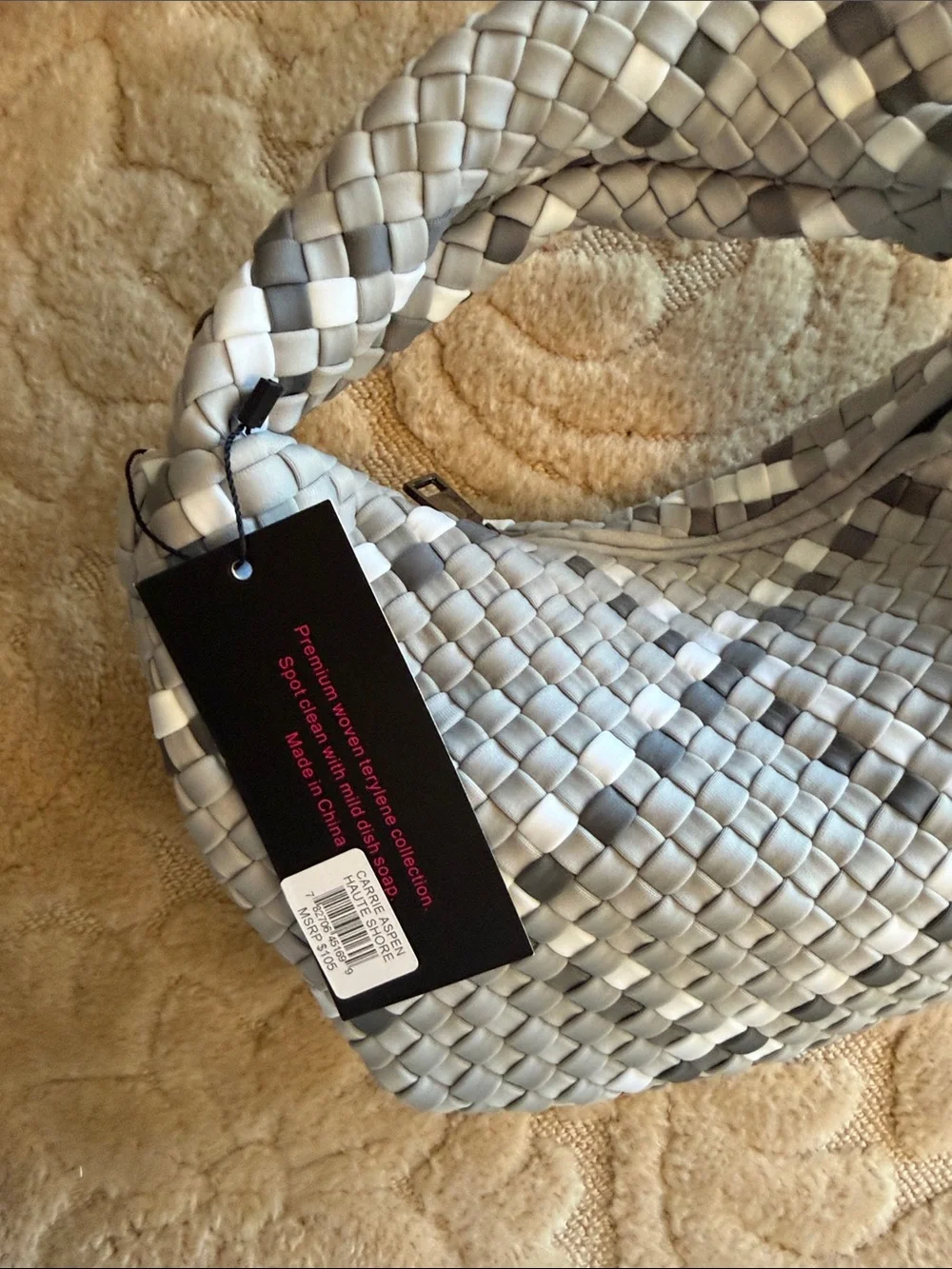 Small woven Hobo in Light Gray -White Brand New.
